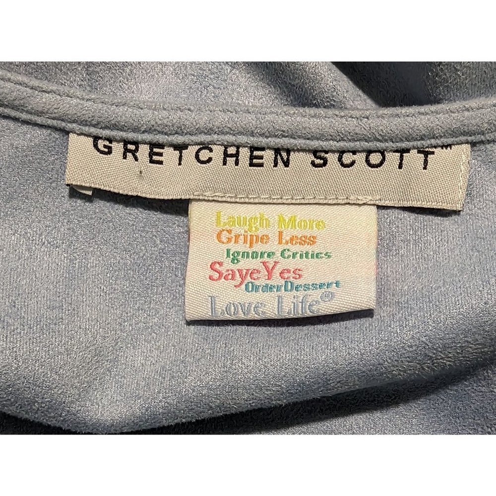 Gretchen Scott long‎ sleeve blue faux suede waterfall open cardigan S - Picture 4 of 7